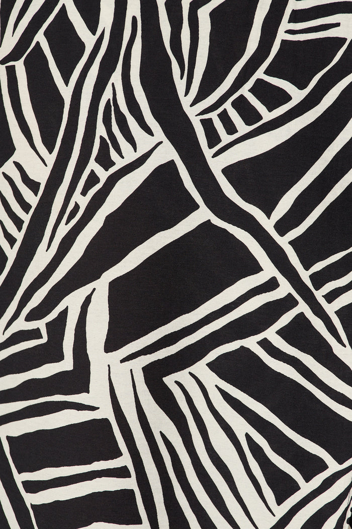 Helenia Midi Wrap Dress in Black and White Cotton Blend fabric