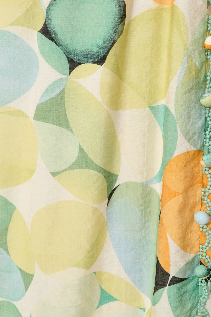 Isabeau Midi Dress in Green with Multi Watercolour Spot fabric