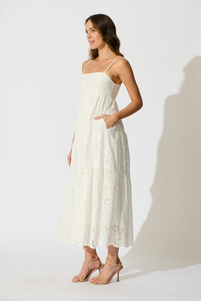 Lily Muse Maxi Sundress in White Embroidery Cotton side