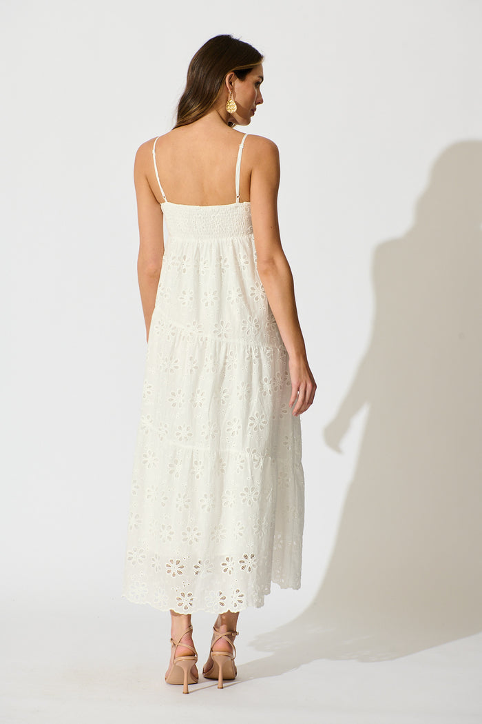 Lily Muse Maxi Sundress in White Embroidery Cotton back