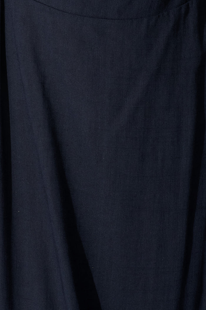 Solana Midi Dress in Navy Linen Blend fabric