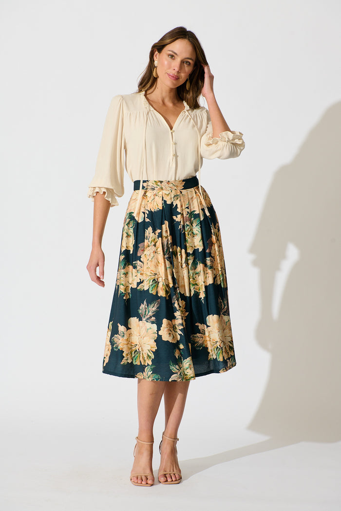 Bonnie Top in Ivory Linen Blend full length