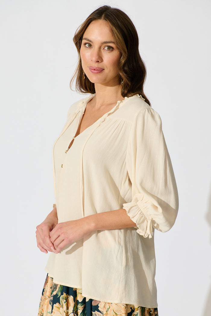 Bonnie Top in Ivory Linen Blend side