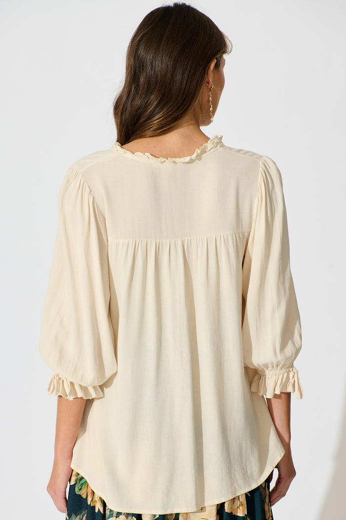 Bonnie Top in Ivory Linen Blend back