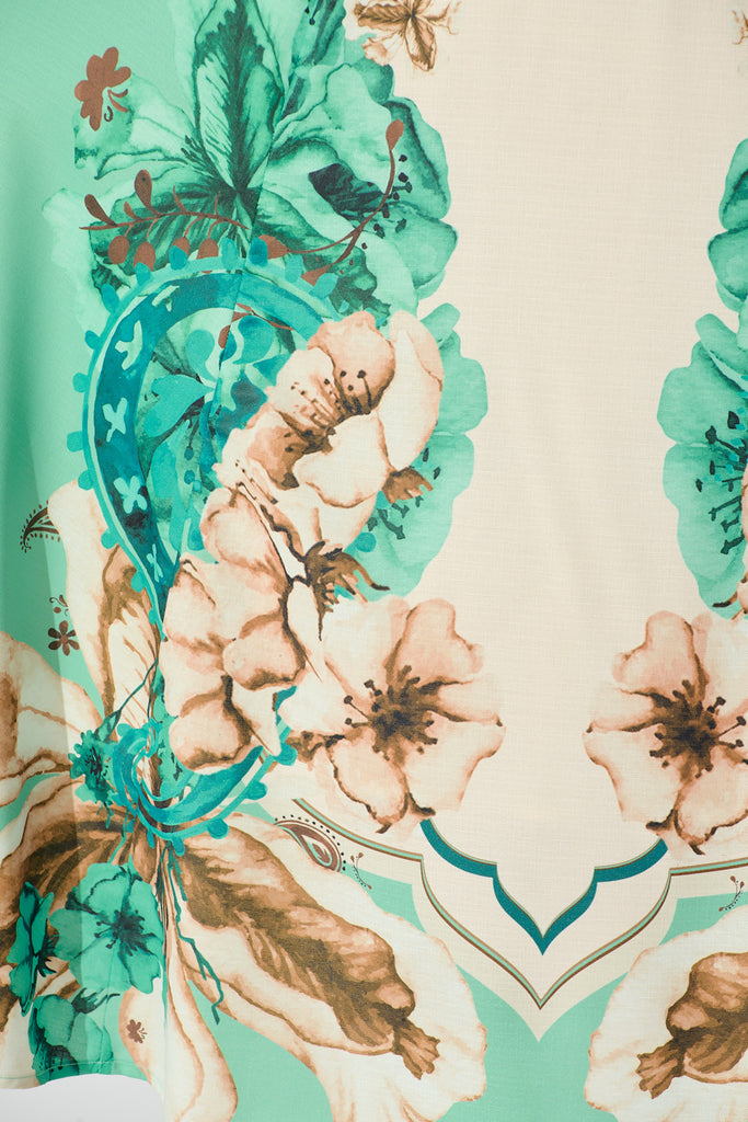 Whispers of Jade Sundress in Cream with Jade Print Linen Blend fabric