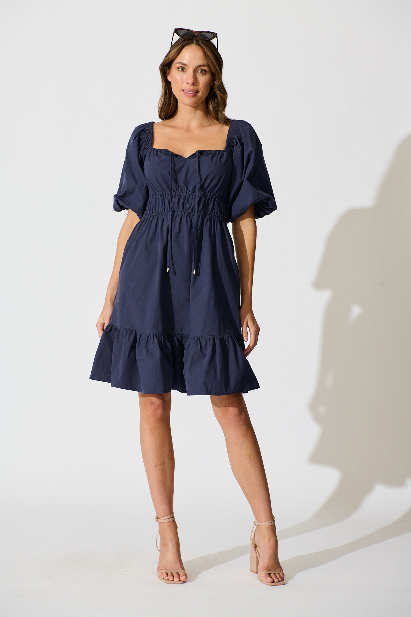 Kierah Dress in Navy Cotton full length