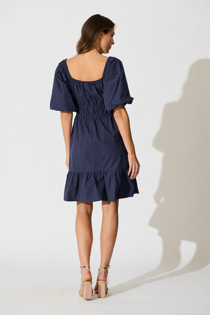 Kierah Dress in Navy Cotton back