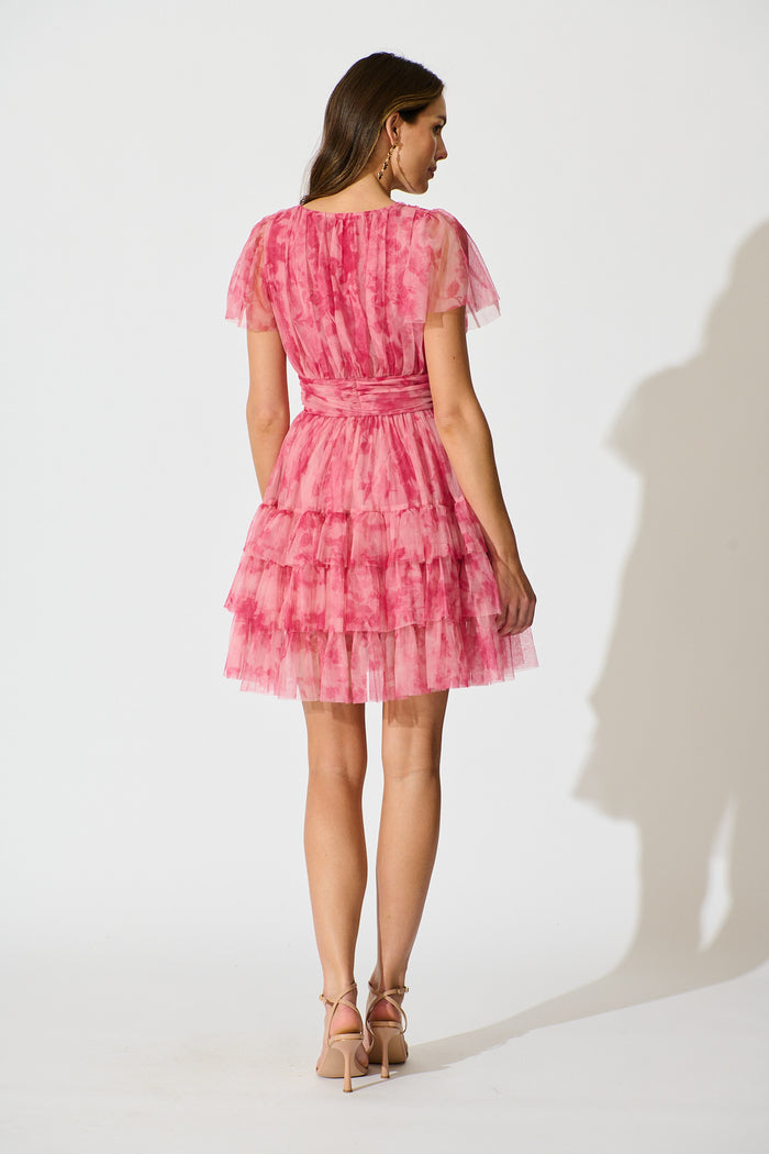 Air and Grace Dress in Pink Floral Tulle back