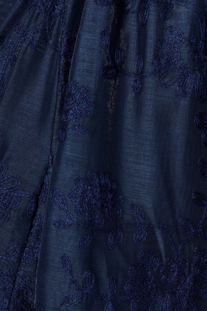 Embroidered Grace Dress in Navy fabric