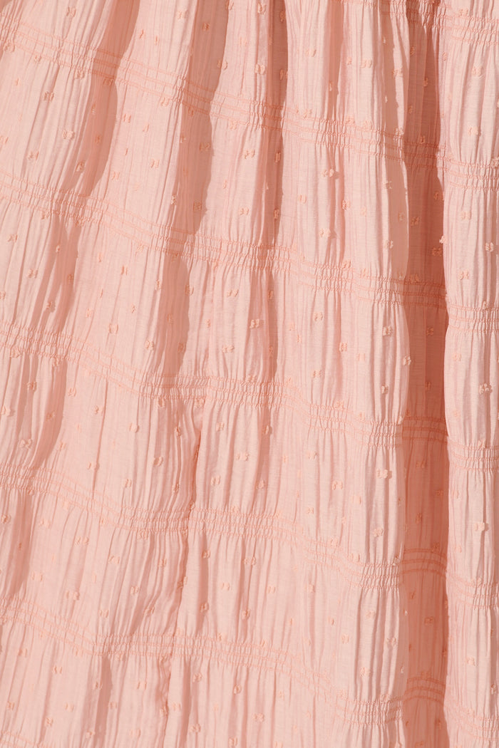 Lila Rea Maxi Sundress in Blush Swiss Dot fabric