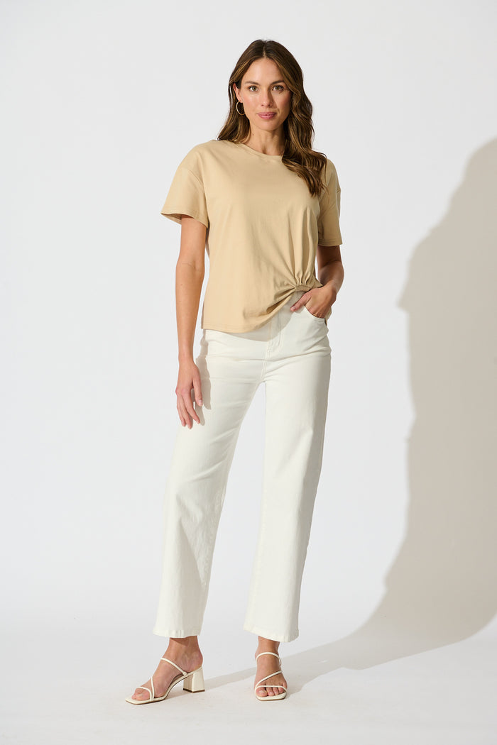 Dela T Shirt In Beige Cotton Blend full length