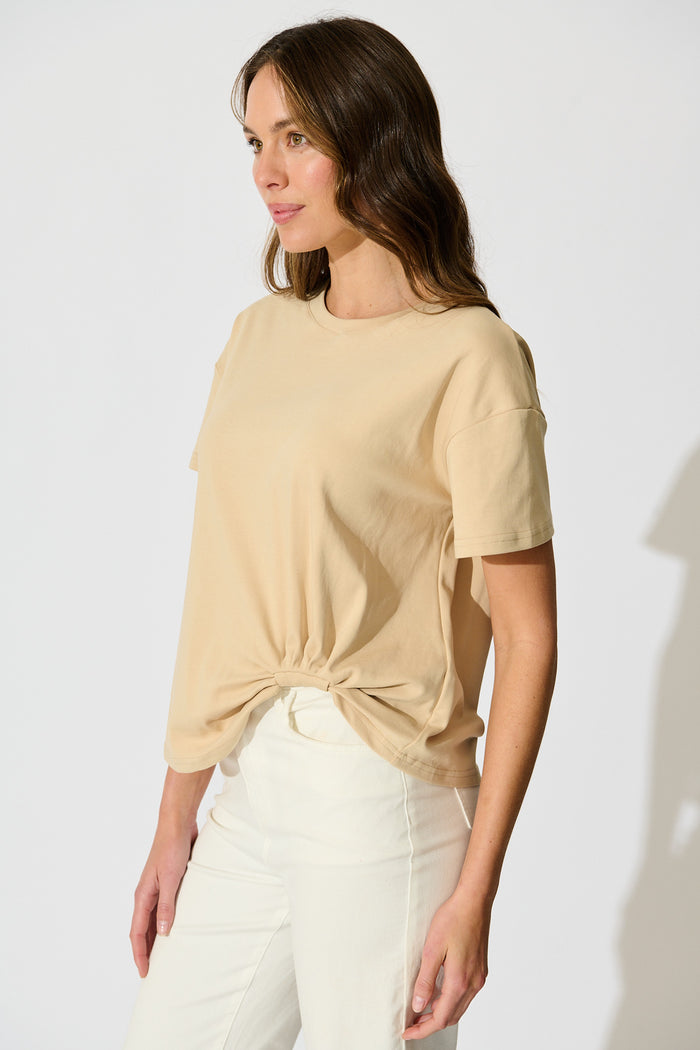 Dela T Shirt In Beige Cotton Blend side