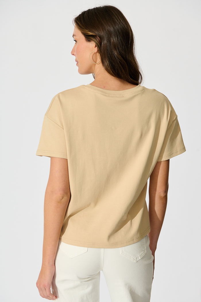Dela T Shirt In Beige Cotton Blend back