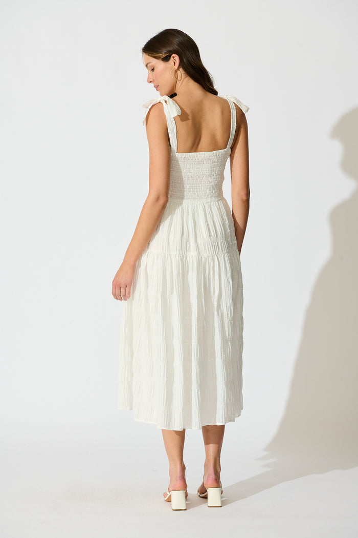 Lila Rea Maxi Sundress in White Swiss Dot back