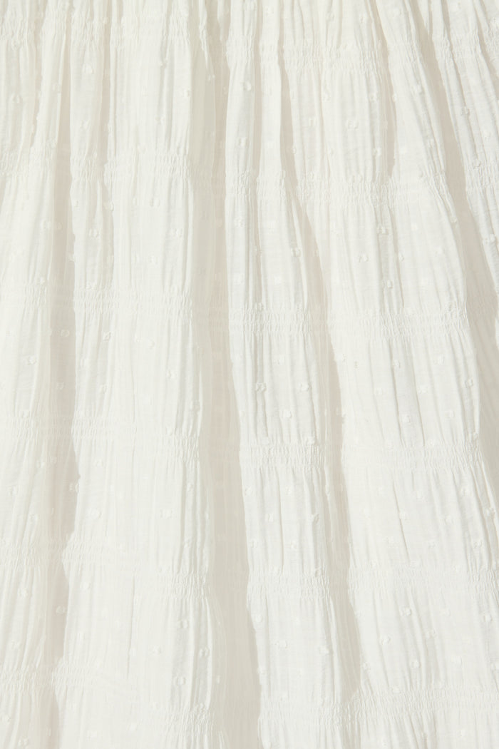 Lila Rea Maxi Sundress in White Swiss Dot fabric