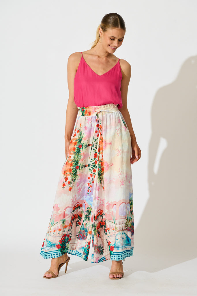 Mariah Pant in Red Rose Conversational Print full length