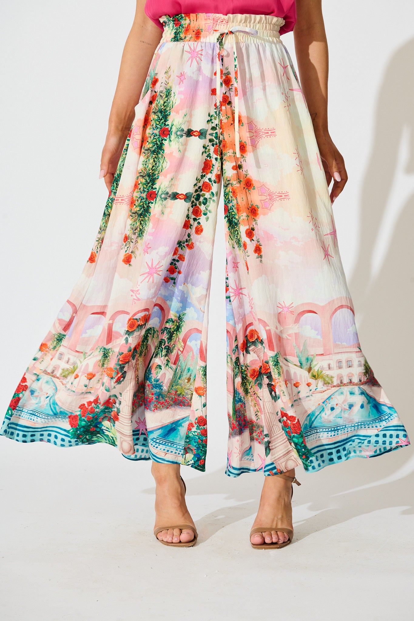 Mariah Pant in Red Rose Conversational Print front