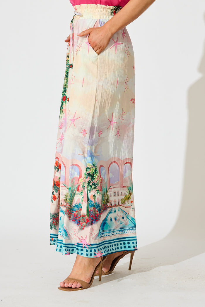 Mariah Pant in Red Rose Conversational Print side