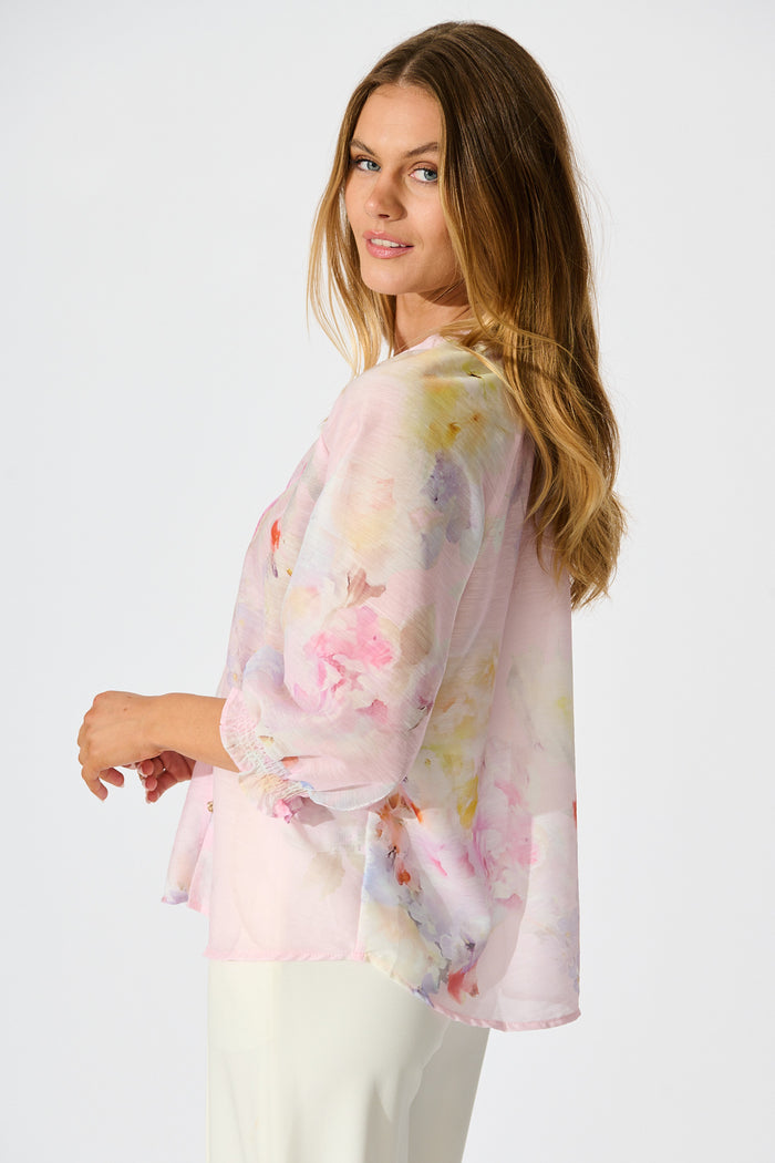 Martisha Top in Light Pink Floral side