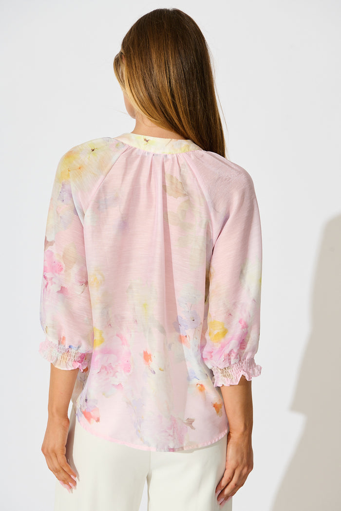 Martisha Top in Light Pink Floral back