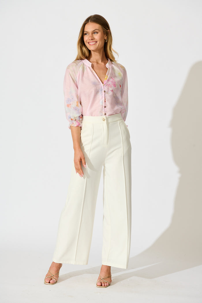 Martisha Top in Light Pink Floral full length