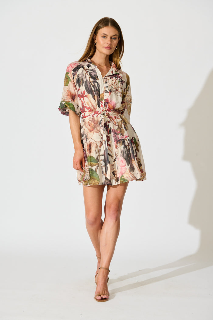 Blush Botanica Dress In Cream with Multi Floral full length
