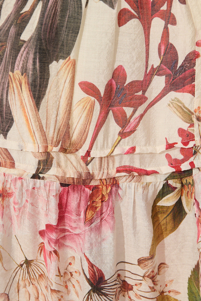 Catania Maxi Dress in Cream with Multi Floral fabric