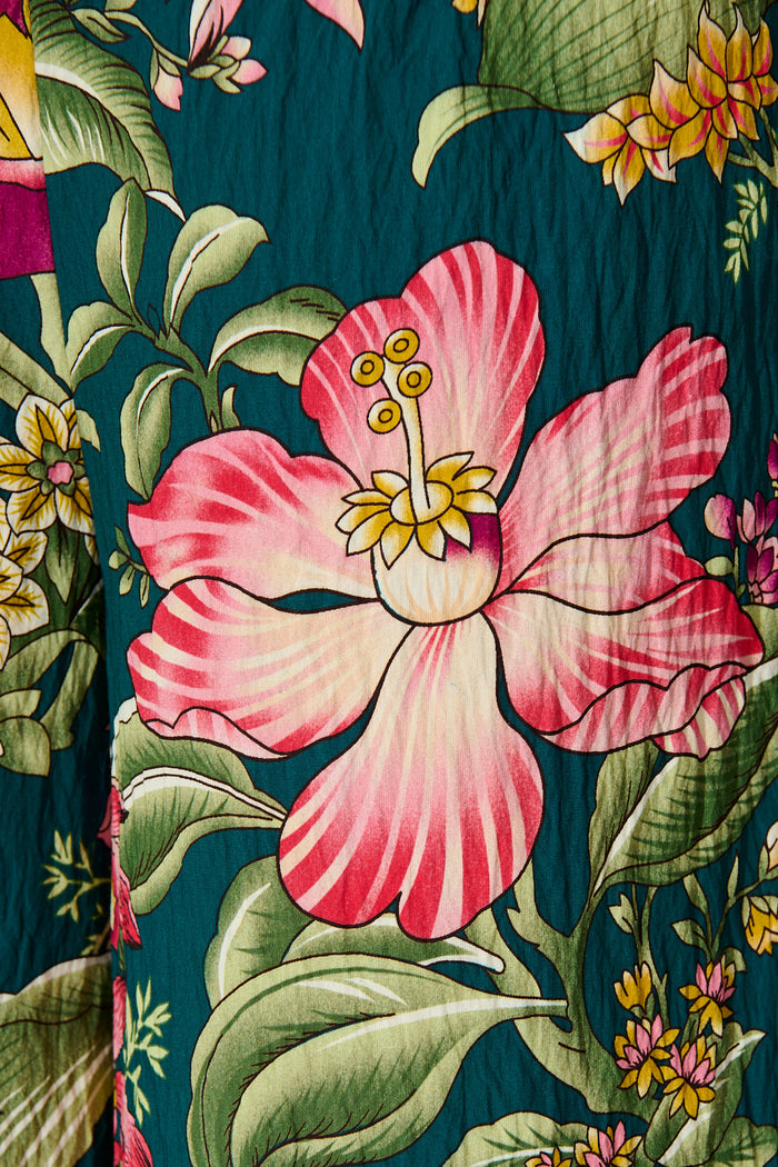 Petal Drift Pant in Green with Multi Floral fabric