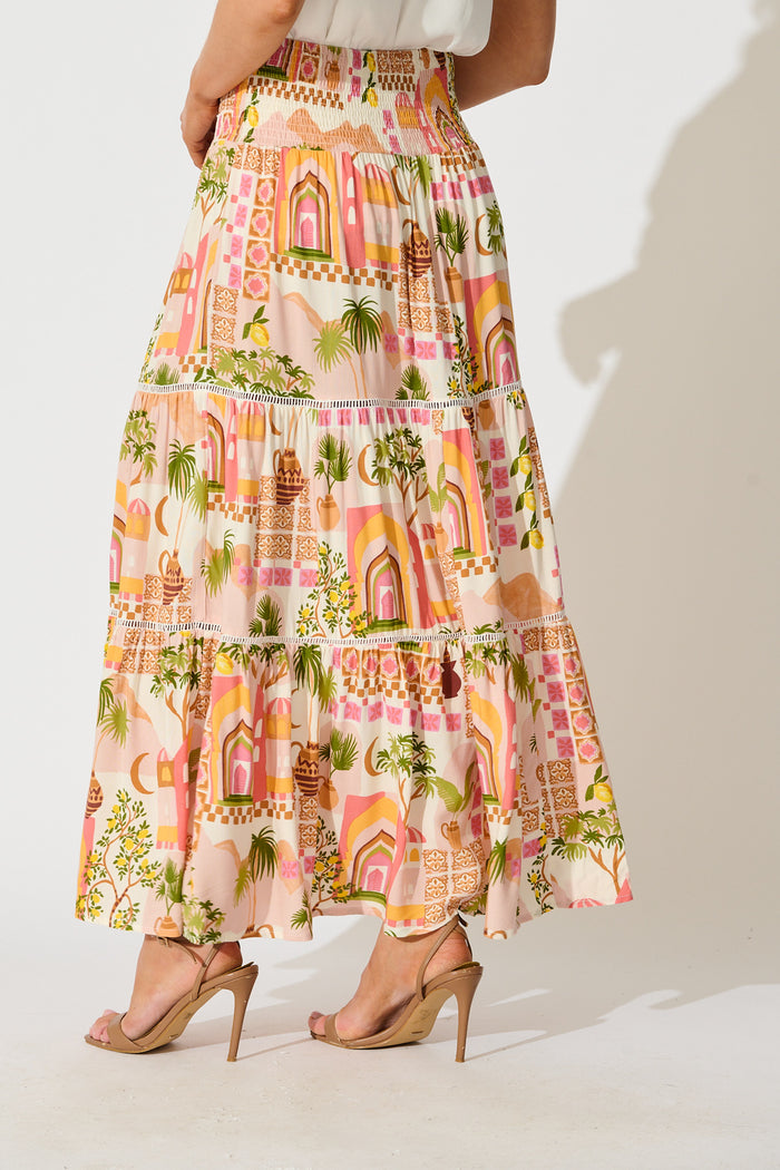 Ariza Maxi Skirt in Multi Print back