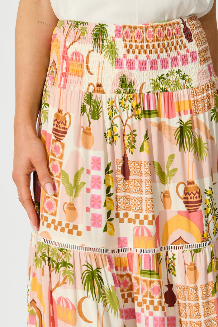 Ariza Maxi Skirt in Multi Print detail