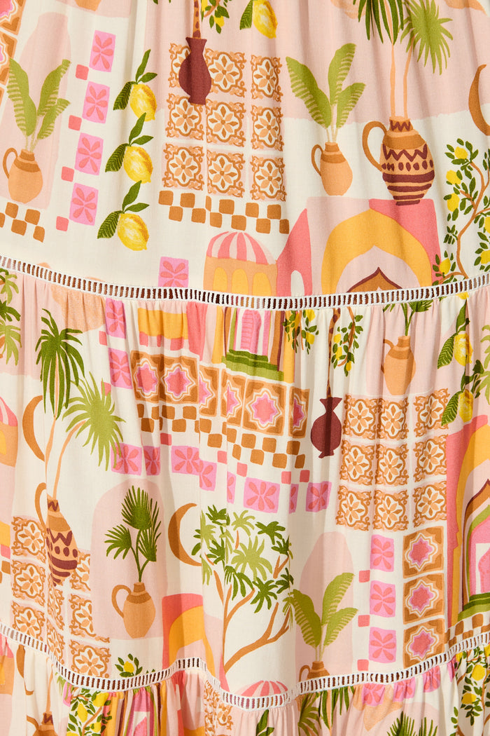 Ariza Maxi Skirt in Multi Print fabric