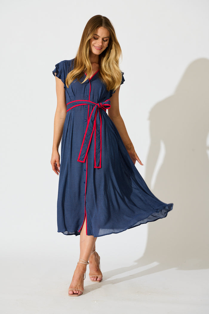 Inara Midi Dress in Navy with Polka Dot | St Frock Inara Midi Dress in Navy with Polka Dot | St Frock