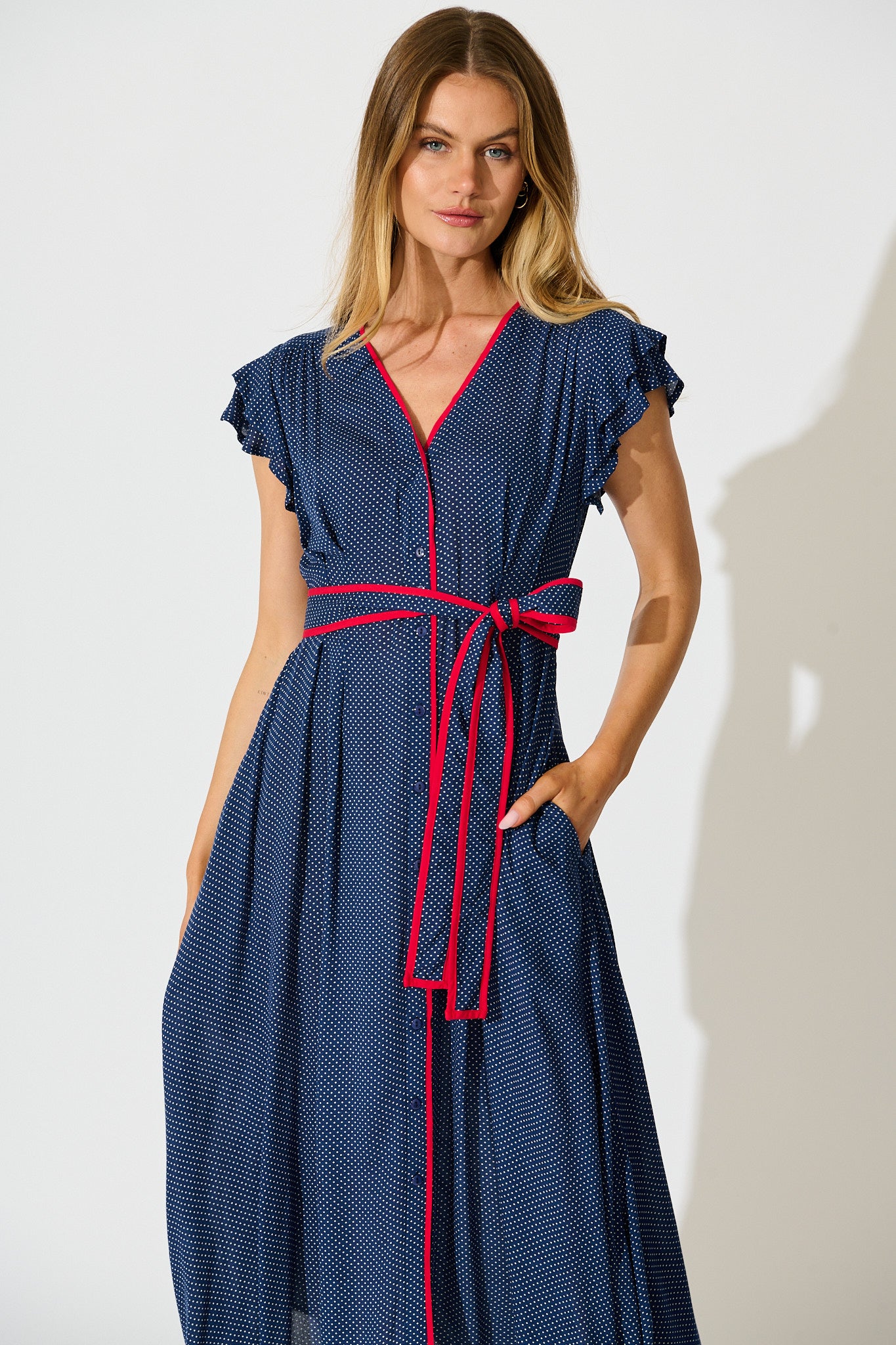 Inara Midi Dress in Navy with Polka Dot | St Frock Inara Midi Dress in Navy with Polka Dot | St Frock