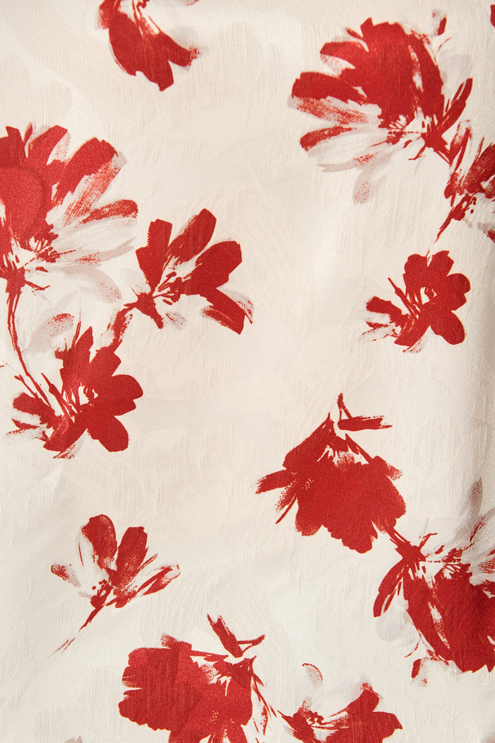 Azra Top in Cream with Red Floral fabric