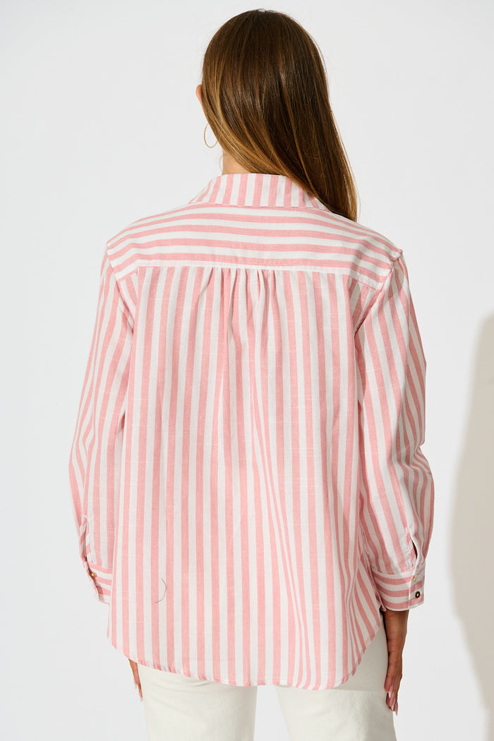 Miro Shirt in Pink Stripe Cotton Blend back