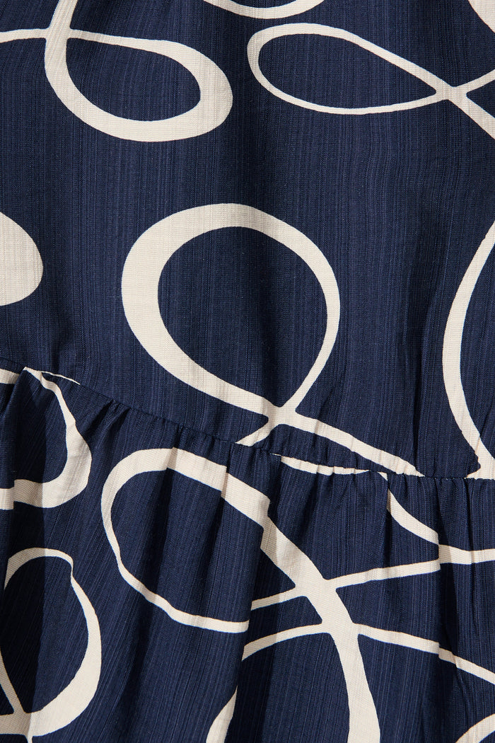 Lorena Shirt Dress in Navy Geometric Print fabric