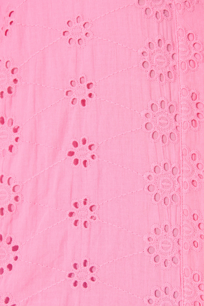 Krizza Top In Pink Embroidered Cotton fabric