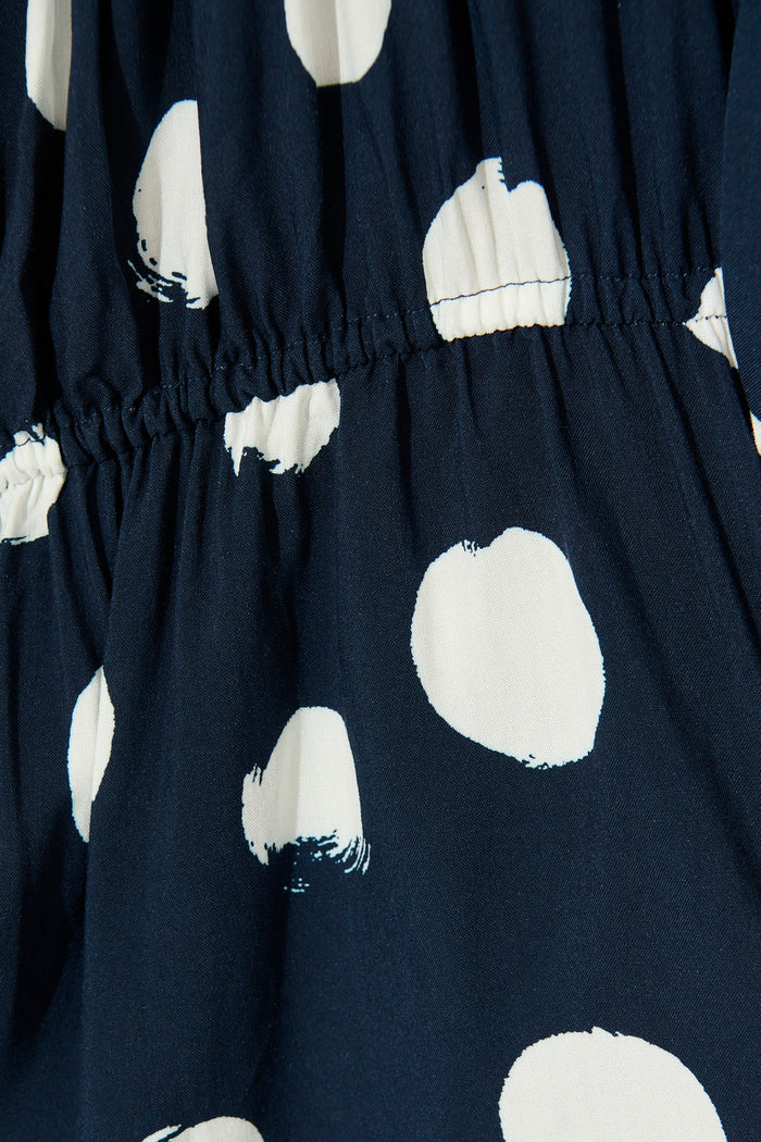 Dotted Rhythm Top in Navy with White Spot fabric