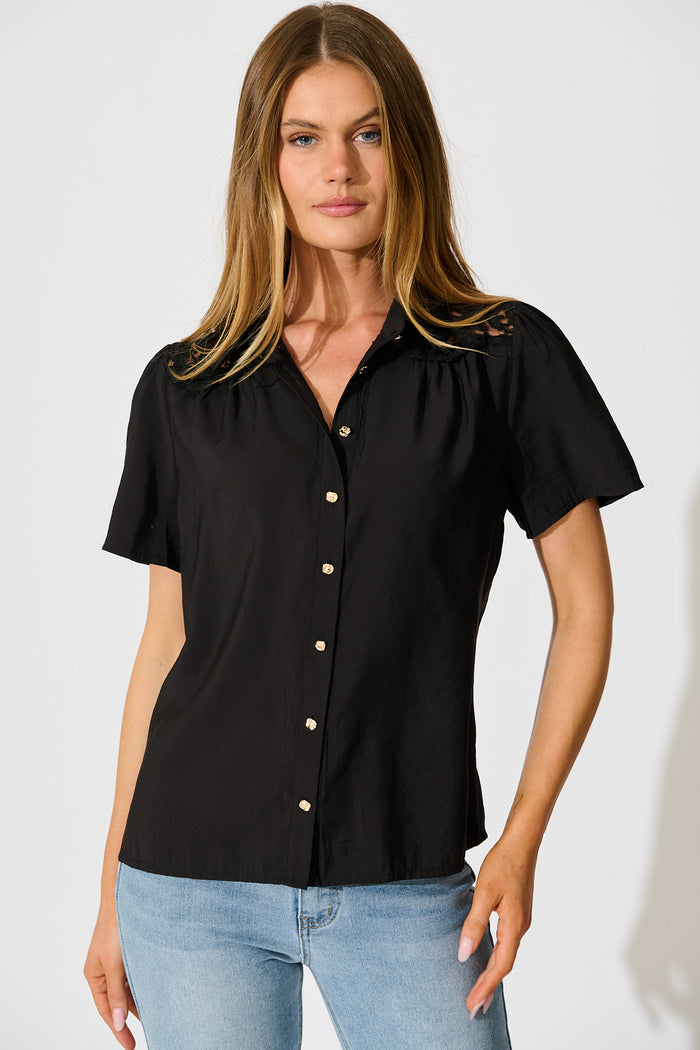 Simplicity in Lace Shirt in Black front