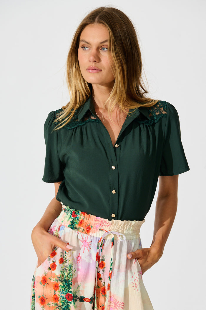 Simplicity in Lace Shirt in Emerald front