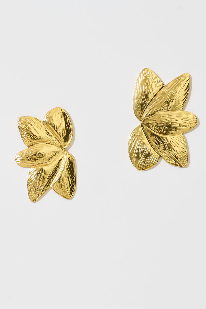 Jina Stud Earrings in Gold flatlay