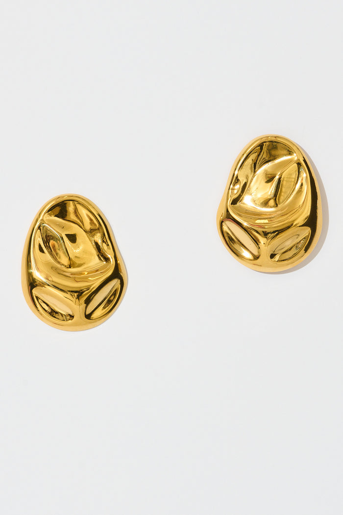Elegance Statement Earrings in 18K Gold flatlay