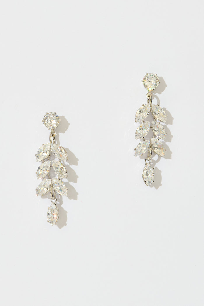 Timeless Drop Earrings in Silver Cubic Zirconia flatlay