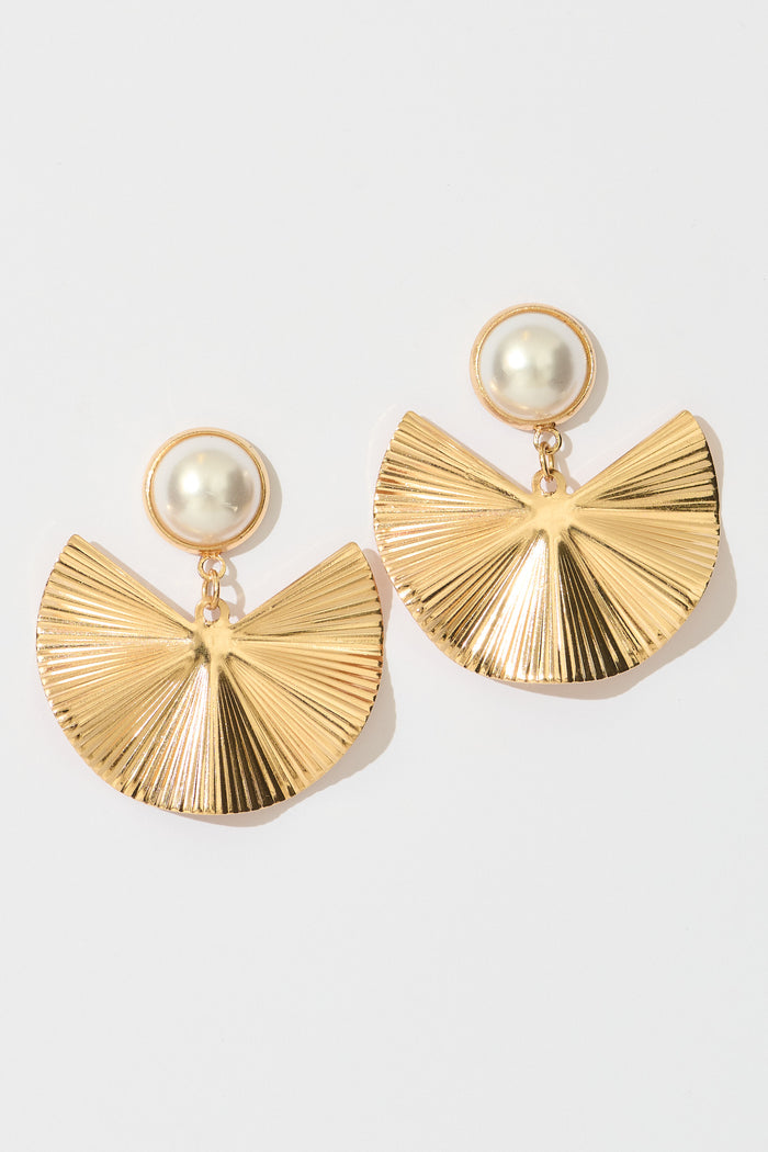 Daphne Drop Earrings in Gold with Pearl flatlay