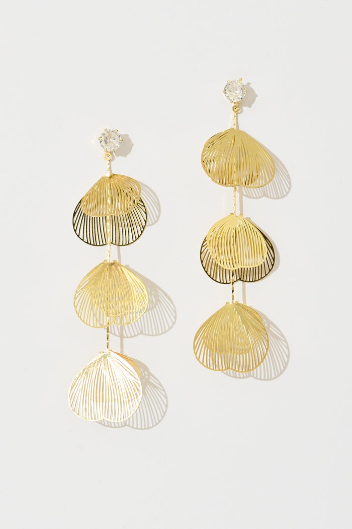 Leona Drop Earrings in Gold flatlay