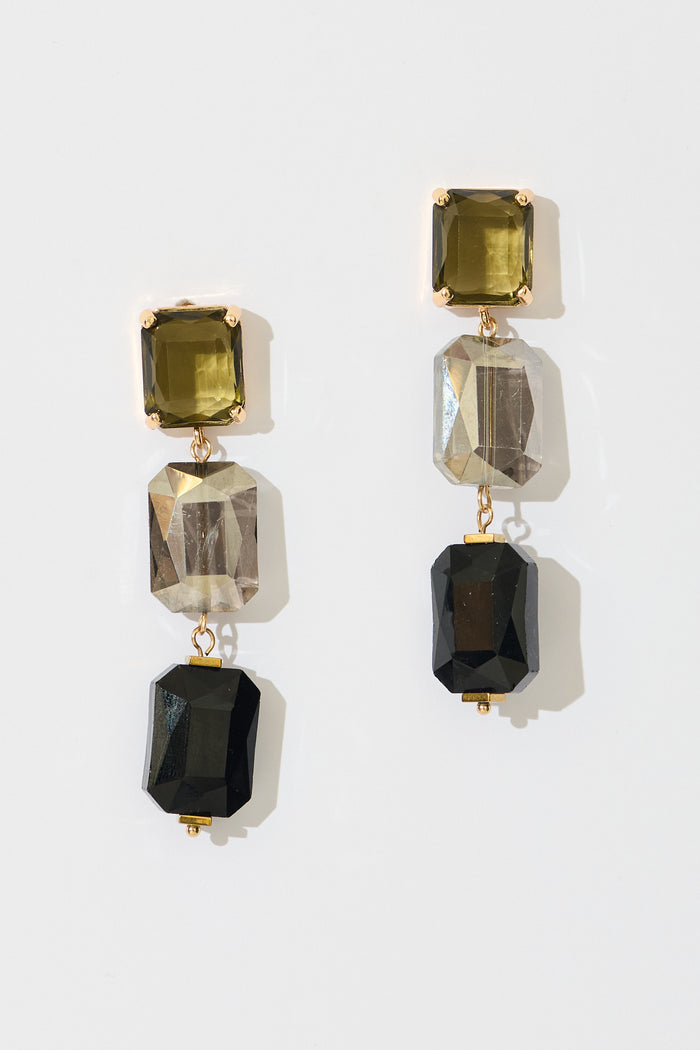 Celina Drop Earrings in Black Multi flatlay