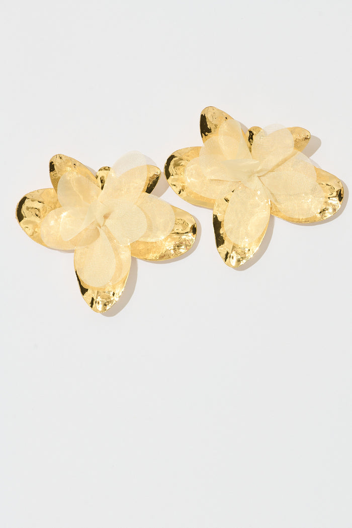 Lexi Petal Earrings in Gold flatlay