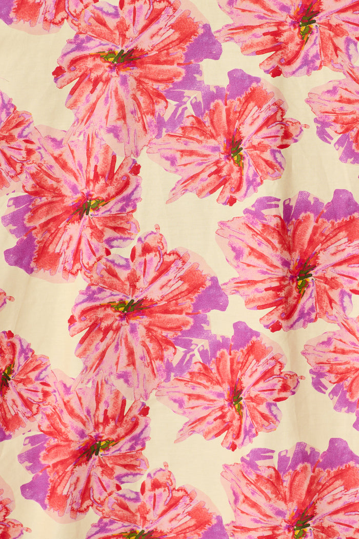 Sunlit Petals Midi Skirt in Pink Floral Print Cotton fabric