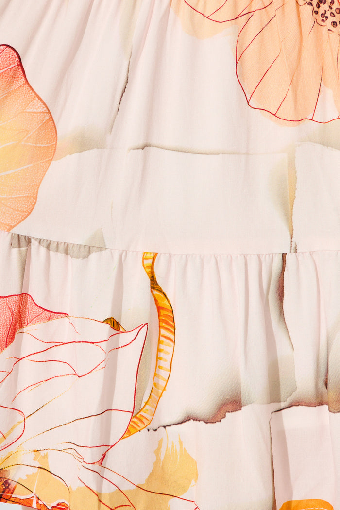 Katarina Wrap Dress in Orange Multi Floral fabric