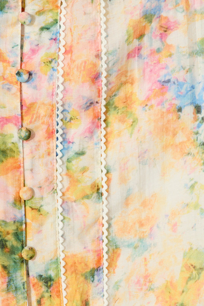 Luciana Shirt Dress in Multi Watercolour Floral fabric